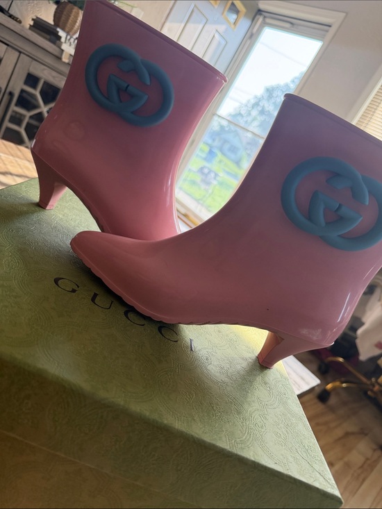 Gucci Shoes - Gucci Pink and Blue Rubber Boots